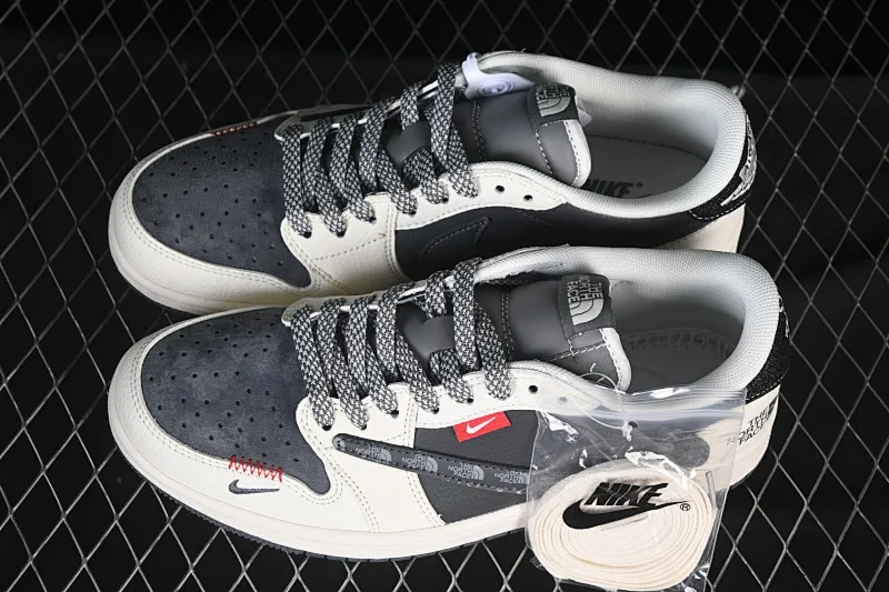 All categories Air Jordan Jordan series basketball shoes Air Jordan 1 Low High-end customized low-top sneakers Travis Scott x Fragment Design x Air Jordan 1 Low OG SP AJ1 Joe 1 North Face joint printed beige and black woven label low-top cultural casual sneakers QW5088-205